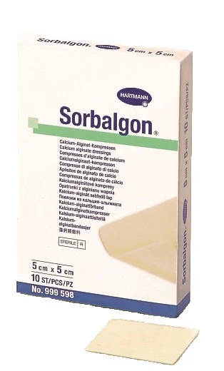 Повязка Sorbalgon из кальция-альгината для экссудирующих и кровоточащих ран 5х5 см 10 шт.(999598)